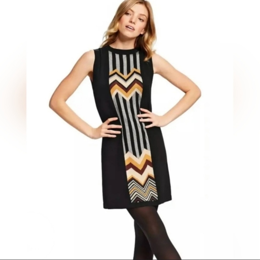 Missoni For Target Black Brown Chevron Knit Sweater Tank Dress Womens Medium